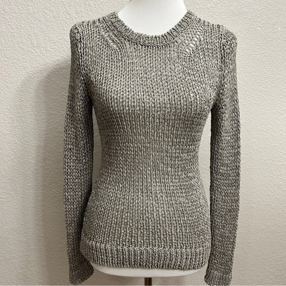 Theory Women's Gray Crewneck Knit Fisherman Sweater Size m